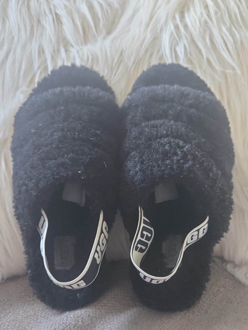 Ugg-Black Fuzzy Band Slide Sandals - Women Size 7